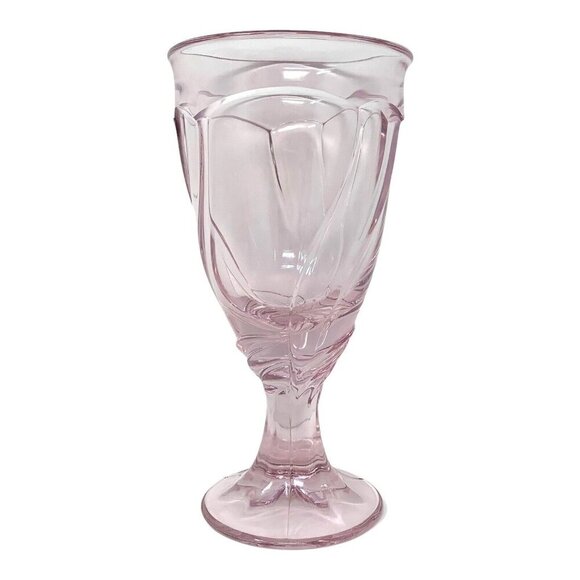 Noritake Sweet Swirl Pink Iced Tea Goblet Pressed Glass Elegant Drinkware Japan - Picture 1 of 6